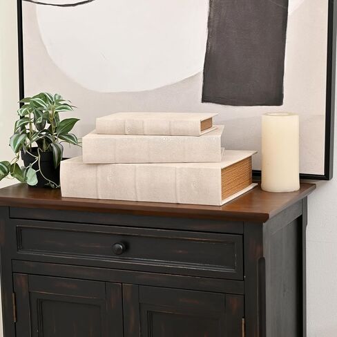 Modern Faux Shagreen Leather Decorative Book Boxes Set of 3 - Wooden Book Shaped Hidden Storage Boxes for Home Decor, Coffee Table, Shelf Organizer, Secret Storage (13",10",8") in Kuwait