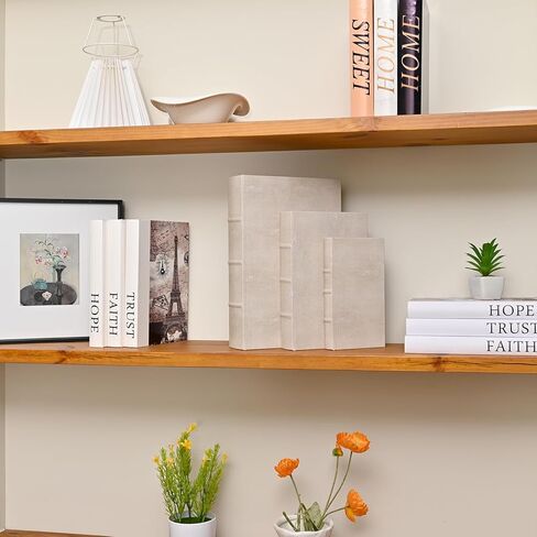 Modern Faux Shagreen Leather Decorative Book Boxes Set of 3 - Wooden Book Shaped Hidden Storage Boxes for Home Decor, Coffee Table, Shelf Organizer, Secret Storage (13",10",8") in Kuwait