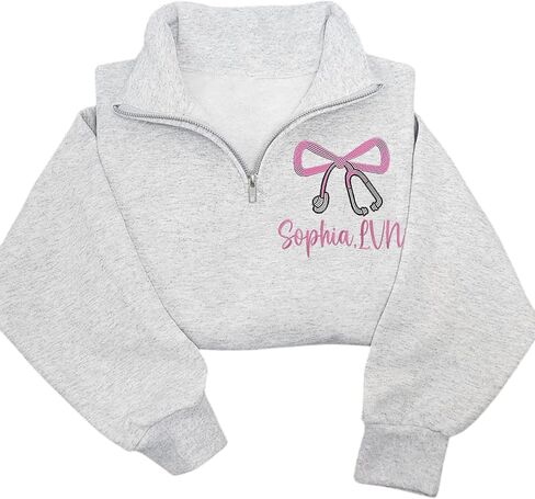 Chillever Personalized Embroidered LVN Quarter Zip Sweatshirt – Personalized Licensed Vocational Nurse Pullover – Nursing Apparel – Graduation Gift 2025 – Healthcare Worker Appreciation Clothing in Kuwait