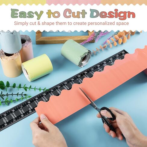 حدود لوحة إعلانات بوهو بطول 240 قدمًا، 6 لفات حواف صدفية للفصول الدراسية للوحة الإعلانات، ديكورات لوحة إعلانات المعلم الباستيل للمدرسة، والفصول الدراسية، والملصقات، والمكتب in Kuwait