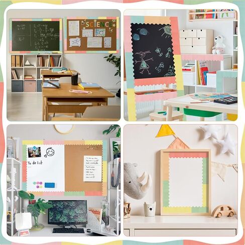 حدود لوحة إعلانات بوهو بطول 240 قدمًا، 6 لفات حواف صدفية للفصول الدراسية للوحة الإعلانات، ديكورات لوحة إعلانات المعلم الباستيل للمدرسة، والفصول الدراسية، والملصقات، والمكتب in Kuwait