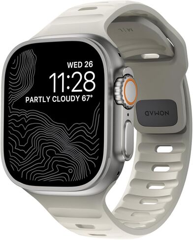 Nomad Sport Band - 45mm | Lunar Gray Apple watch ultra 2 band, Designed to give your Apple Watch a modern and athletic look for intense workouts and everyday wear, Compatible with Ultra & Ultra 2, Series 9, 8, 7, 6, SE, and all previous versions in Kuwait