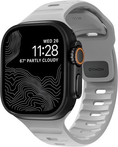 Nomad Sport Band - 45mm | Lunar Gray Apple watch ultra 2 band, Designed to give your Apple Watch a modern and athletic look for intense workouts and everyday wear, Compatible with Ultra & Ultra 2, Series 9, 8, 7, 6, SE, and all previous versions in Saudi Arabia