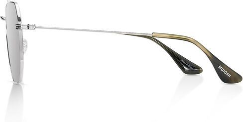 MUJOSH Geometric Polygon Aviator Sunglasses for Men Women, Lightweight Double Bridge Shades for Driving, Fishing & Fashion Accessories, Moonlight Silver, Exclusive Eyewear Brand of EssilorLuxottica in Saudi Arabia