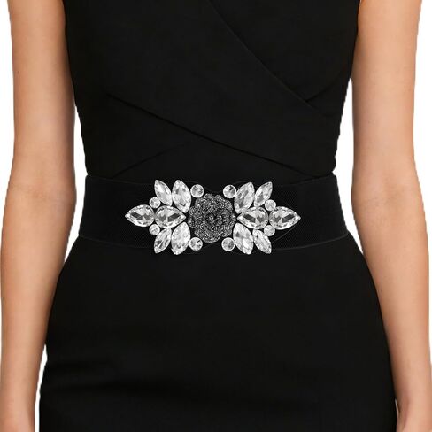Rhinestone Belt for Women Elastic Wedding Waist Belt Sparkly Wide Waist Belt for Formal Dress Party Wedding Daily in Saudi Arabia
