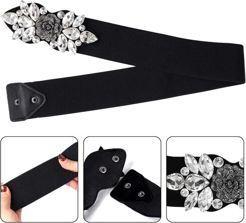 Rhinestone Belt for Women Elastic Wedding Waist Belt Sparkly Wide Waist Belt for Formal Dress Party Wedding Daily in Saudi Arabia