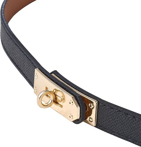 2 Pcs Adjustable Thin Belts for Womens Skinny Leather Belt Solid Color Alloy Turn Lock Belts for Dresses Jeans in Kuwait