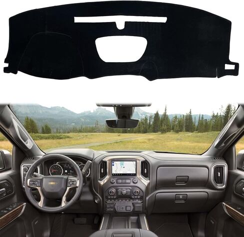 Rifoda Dash Board Cover Fit for 2019 2020 2021 Chevrolet Chevy Silverado 1500 2500 3500, GMC Sierra 1500 Dashboard Cover Mat Non-Slip Pad Carpet Sunshield Protector (Black Edge) in Saudi Arabia