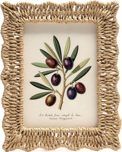 Afuly 5x7 Picture Frame Boho Woven Photo Frame Beige Frames Rope Wave Unique Wall Hanging Desk Standing Home Decor with Real Glass Artwork Anniversary for Mom Women Family in Kuwait