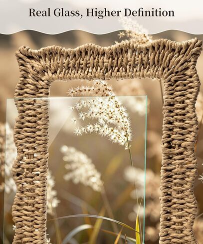 Afuly 5x7 Picture Frame Boho Woven Photo Frame Beige Frames Rope Wave Unique Wall Hanging Desk Standing Home Decor with Real Glass Artwork Anniversary for Mom Women Family in Kuwait