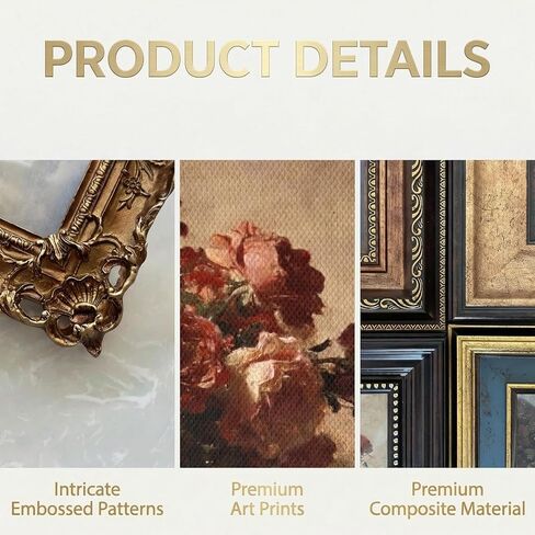 Vintage Picture Frames for Gallery Wall Frame Set, 7 Pcs Assorted Ornate Antique Photo Frames with High Definition Glass or acrylic, Resin Baroque Decor for Tabletop & Wall Display (Included Art Prints) in Saudi Arabia