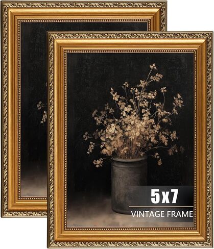 uniro Vintage Picture Frame, Ornate Gold Picture Frames for Wall Hanging And Tabletop Display, Antique Photo Frame 8 x 10 for Retro Home Decor, Bedroom, Vintage Frames in Kuwait
