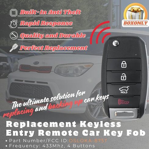 Replacement Keyless Entry Remote Car Key Fob for Kia Soul 2014 2015 2016 2017 2018 2019, 4-Button, FCC ID OSLOKA-875T, OE 95430-B2100 (PSD), 433MHz 60 Chip, Smart Proximity Fob in Saudi Arabia