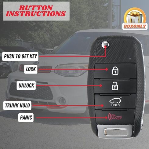 Replacement Keyless Entry Remote Car Key Fob for Kia Soul 2014 2015 2016 2017 2018 2019, 4-Button, FCC ID OSLOKA-875T, OE 95430-B2100 (PSD), 433MHz 60 Chip, Smart Proximity Fob in Saudi Arabia