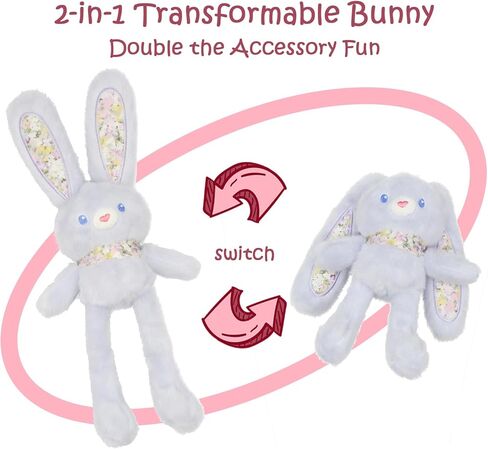 Cute Bunny Plush Keychain for Handbag Backpack Dual-Form 12 Inch Rabbit Keychain Purse Charm Pendant Gift for Women Bag Charm in Saudi Arabia