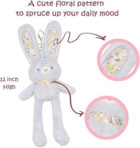 Cute Bunny Plush Keychain for Handbag Backpack Dual-Form 12 Inch Rabbit Keychain Purse Charm Pendant Gift for Women Bag Charm in Saudi Arabia
