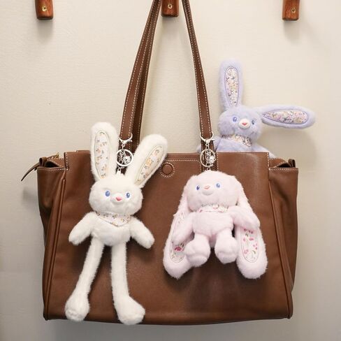 Cute Bunny Plush Keychain for Handbag Backpack Dual-Form 12 Inch Rabbit Keychain Purse Charm Pendant Gift for Women Bag Charm in Saudi Arabia
