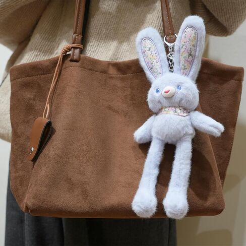 Cute Bunny Plush Keychain for Handbag Backpack Dual-Form 12 Inch Rabbit Keychain Purse Charm Pendant Gift for Women Bag Charm in Saudi Arabia