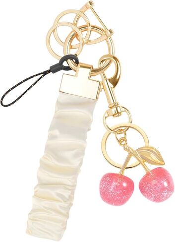 Wristlet Keychain for Women Stretchy Key Chain for Car Keys Bracelet Keychain with Cute Keychain Cherry/D-ring in Saudi Arabia