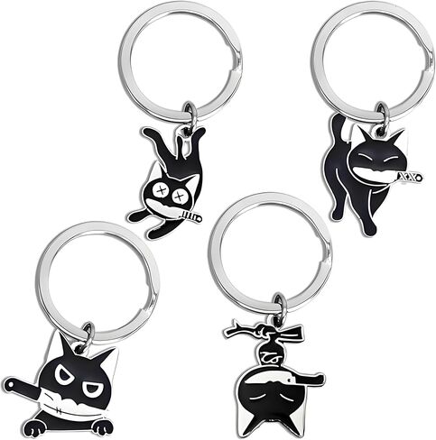 4 PCS Car Keychain, Funny Cat Keychain Interior Accessories for Daily Use in Kuwait