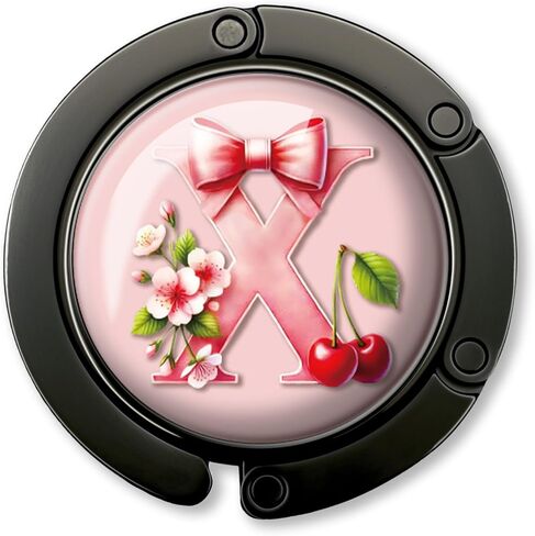 هدايا بخطاف محفظة أولية مضحكة - حرف القوس الوردي X - حامل محفظة قابل للطي للطاولة - شماعة حقيبة يد مستديرة للنساء - هدايا عيد الميلاد للأم والزوجة والأخت والصديق والسيدة الرئيسة in Kuwait