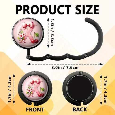 هدايا بخطاف محفظة أولية مضحكة - حرف القوس الوردي X - حامل محفظة قابل للطي للطاولة - شماعة حقيبة يد مستديرة للنساء - هدايا عيد الميلاد للأم والزوجة والأخت والصديق والسيدة الرئيسة in Kuwait