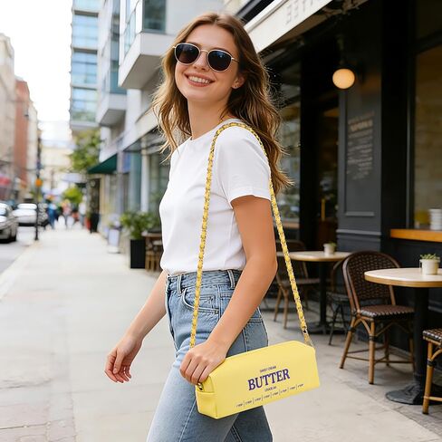 حقيبة كروس مرحة بالزبدة، محفظة صغيرة مع حزام سلسلة، حقيبة كتف من جلد البولي يوريثان هدايا للنساء والفتيات المراهقات in Kuwait