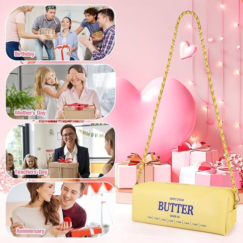 حقيبة كروس مرحة بالزبدة، محفظة صغيرة مع حزام سلسلة، حقيبة كتف من جلد البولي يوريثان هدايا للنساء والفتيات المراهقات in Kuwait