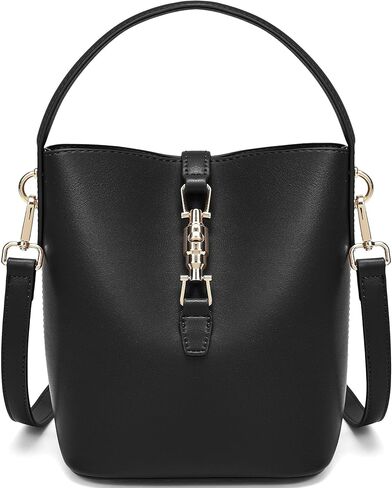 حقيبة دلو جلدية من جيميو، حقائب كروس للنساء، حقيبة يد كلاسيكية بسيطة للكتف مع حزام قابل للتعديل in Kuwait