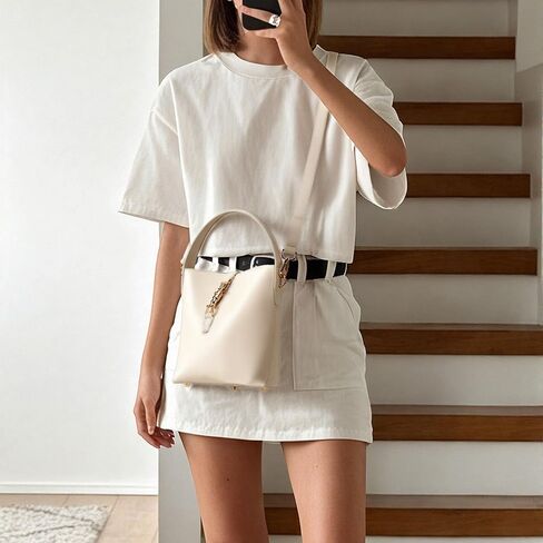 GEMIU Leather Bucket Bag, Crossbody Bags for Women, Classic Simple Shoulder Purses Handbag with Adjustable Strap in Saudi Arabia