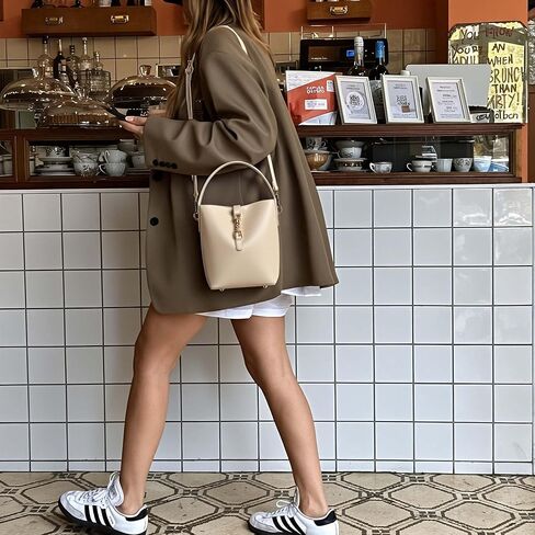 GEMIU Leather Bucket Bag, Crossbody Bags for Women, Classic Simple Shoulder Purses Handbag with Adjustable Strap in Saudi Arabia