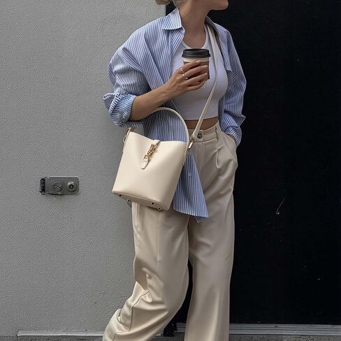 GEMIU Leather Bucket Bag, Crossbody Bags for Women, Classic Simple Shoulder Purses Handbag with Adjustable Strap in Saudi Arabia