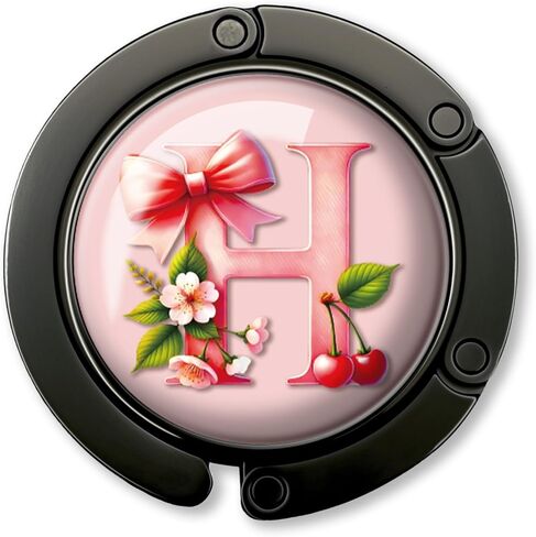 هدايا بخطاف محفظة أولية مضحكة - حرف القوس الوردي H - حامل محفظة قابل للطي للطاولة - شماعة حقيبة يد مستديرة للنساء - هدايا عيد الميلاد للأم والزوجة والأخت والصديق والسيدة الرئيسة in Kuwait