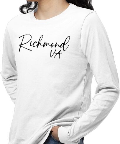 TeesAndTankYou Script Richmond Virginia Long Sleeve Shirt Unisex in Saudi Arabia