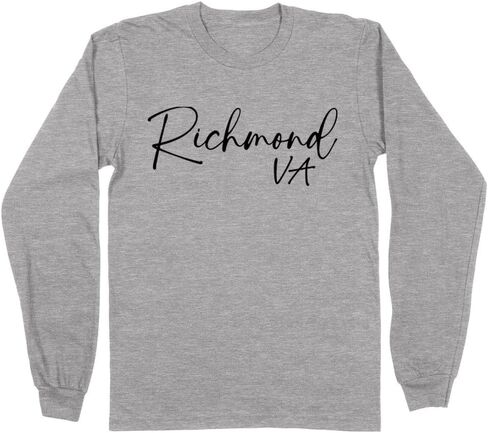 TeesAndTankYou Script Richmond Virginia Long Sleeve Shirt Unisex in Saudi Arabia