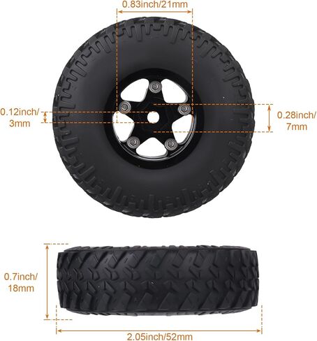 4PCS 1.0 Beadlock Wheel Rims Tires Set w/Locknuts and Wrench for 1/24 RC Crawler Car Axial SCX24 90081 AXI00001 AXI00002 Parts (Style 1) in Kuwait