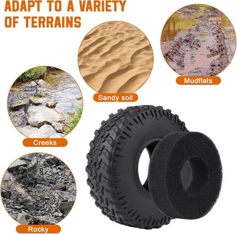 4PCS 1.0 Beadlock Wheel Rims Tires Set w/Locknuts and Wrench for 1/24 RC Crawler Car Axial SCX24 90081 AXI00001 AXI00002 Parts (Style 1) in Kuwait