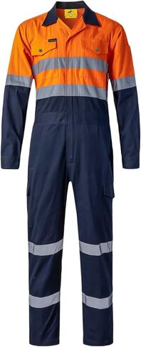 Men's Reflective Coverall Breathable Mechanic Jumpsuits Long Sleeve Work Suit Hi Vis Coveralls in Saudi Arabia