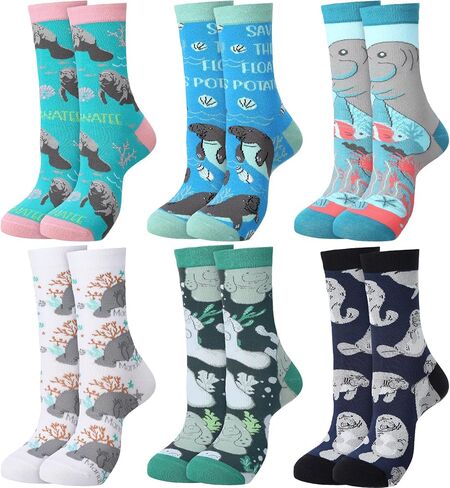 6 Pairs Crew Adult Socks Novelty Cotton Crew Socks for Men Women Adult Idea Funny Christmas Father's Day Stuff Gift in Saudi Arabia