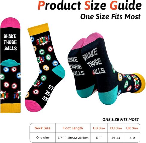 ZHANTUONE Shake Those Balls Novelty Funny Fashion Breathable Casual Cotton Socks, Unisex Cozy Knitted Crew Socks, Gifts for Bingo Lovers Player Mom Sisters Friends Coworker, Bingo Game Gifts in Saudi Arabia