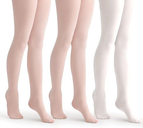 3 Pack Girls' 50D Ultra Soft Ballet Tights, Stretchy Opaque Footed Dance Stocking for Toddlers & Kids in Kuwait