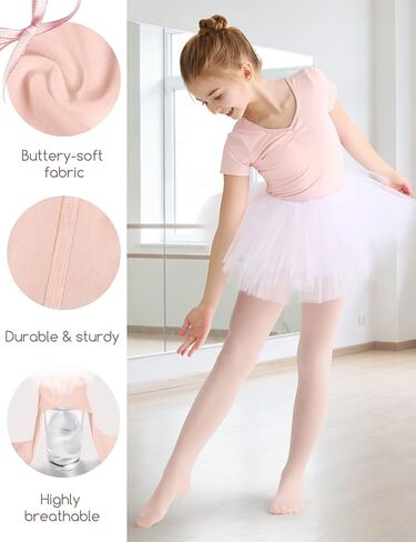 3 Pack Girls' 50D Ultra Soft Ballet Tights, Stretchy Opaque Footed Dance Stocking for Toddlers & Kids in Kuwait