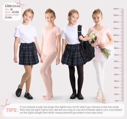 3 Pack Girls' 50D Ultra Soft Ballet Tights, Stretchy Opaque Footed Dance Stocking for Toddlers & Kids in Kuwait