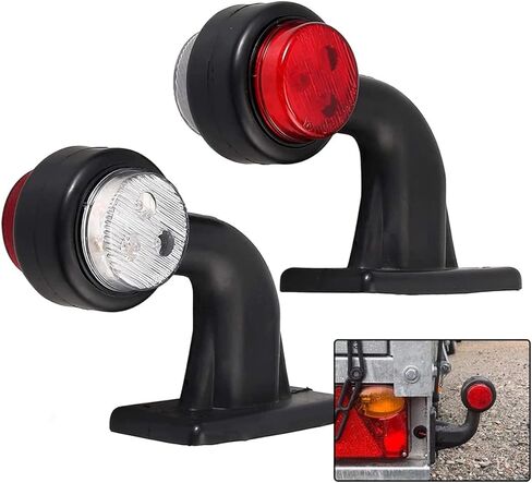 NP 2X Truck Trailer LED Elbow Rubber Side Marker Light White Red Outline Clearance Indicator Lamp for Lorry Van Caravans in Saudi Arabia