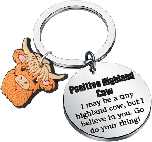 I Believe In You Go Do Your Thing Positive Highland Cow Gift Animal Themed Encouragement Gifts Keychain in Saudi Arabia
