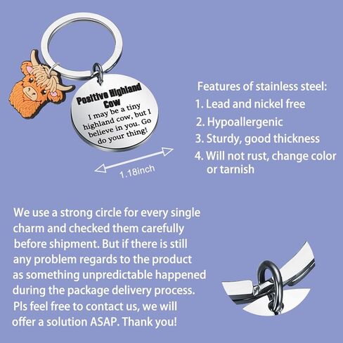 I Believe In You Go Do Your Thing Positive Highland Cow Gift Animal Themed Encouragement Gifts Keychain in Saudi Arabia