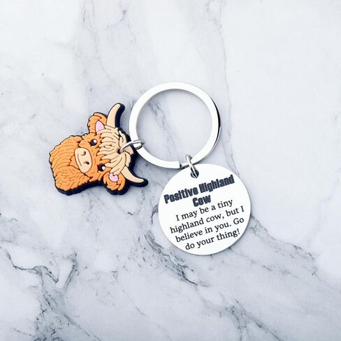 I Believe In You Go Do Your Thing Positive Highland Cow Gift Animal Themed Encouragement Gifts Keychain in Saudi Arabia