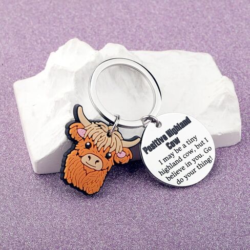 I Believe In You Go Do Your Thing Positive Highland Cow Gift Animal Themed Encouragement Gifts Keychain in Saudi Arabia