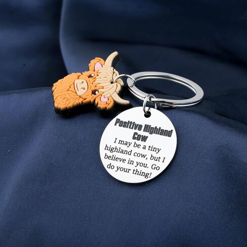 I Believe In You Go Do Your Thing Positive Highland Cow Gift Animal Themed Encouragement Gifts Keychain in Saudi Arabia