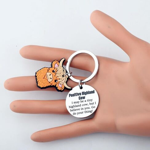 I Believe In You Go Do Your Thing Positive Highland Cow Gift Animal Themed Encouragement Gifts Keychain in Saudi Arabia